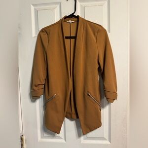 Maurices Tan Blazer with Modern Lapel and 3/4 Sleeves